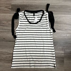 White House Black Market Striped Tank Top with Bow Accents